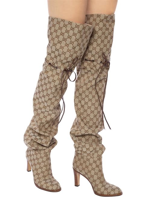 gucci equestrian boots|gucci print thigh high boots.